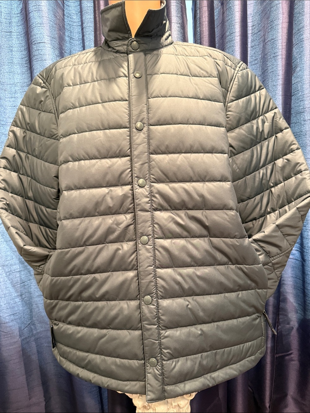 Primark Men's Quilted Puffer Jacket in Charcoal Gray